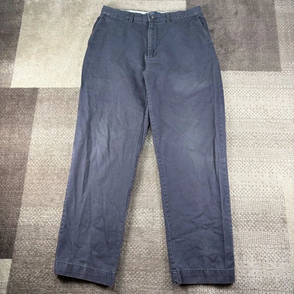 Polo Ralph Lauren Mens 34X32 Navy Blue 100% Cotton Chino Pants Straight Leg